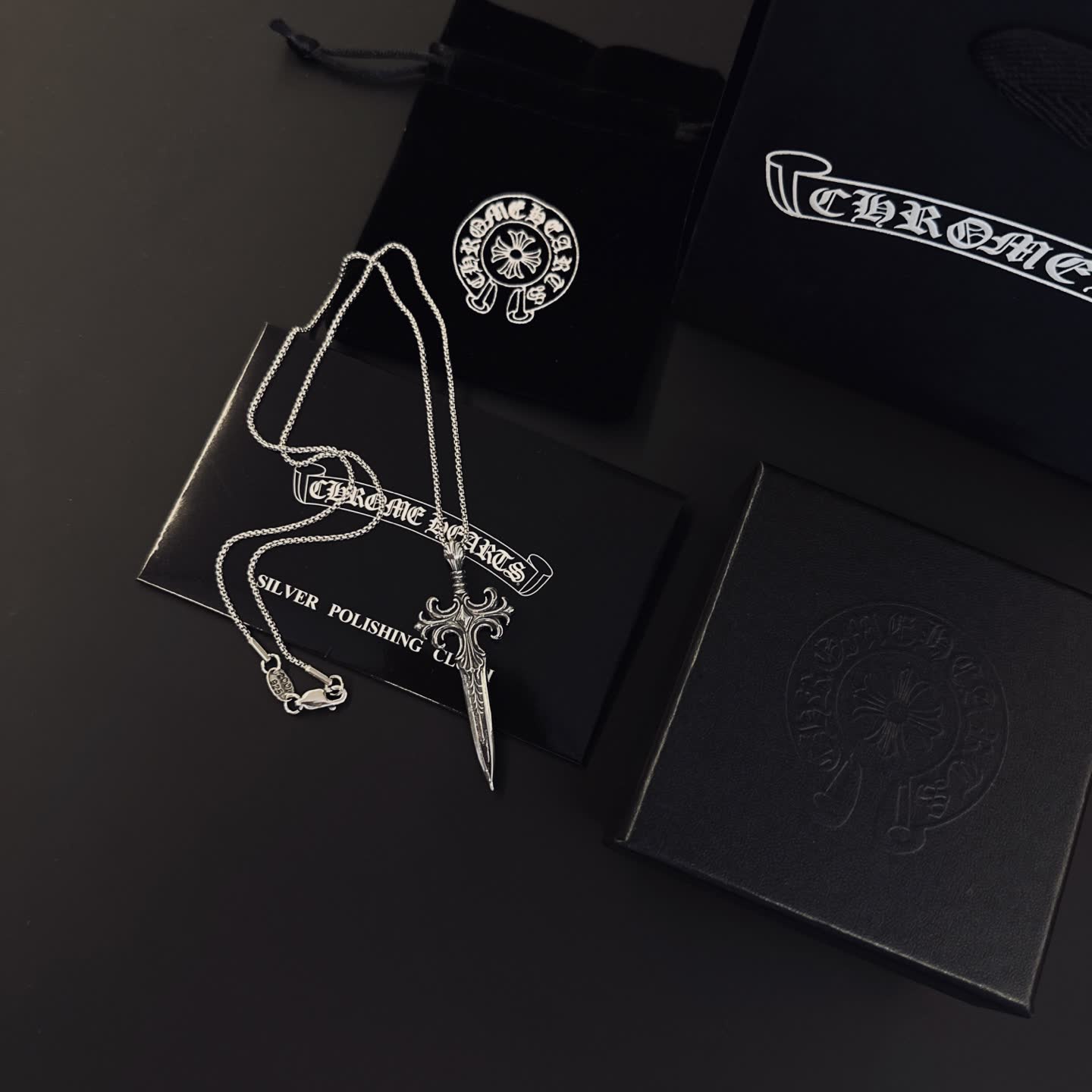Chrome Hearts Silver Sword Pendant Necklace